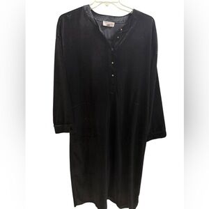 Stan Herman Black Velvet Lounge Dress House Dress Pockets Large